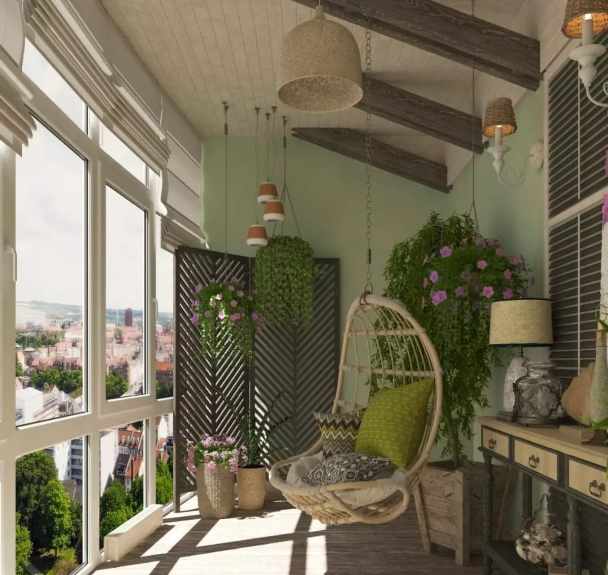 美丽的阳台（73张照片）：如何在公寓美丽的阳台上享受阳台？如何在里面放一个房间？如何装饰山寨的阳台？ 10006_66