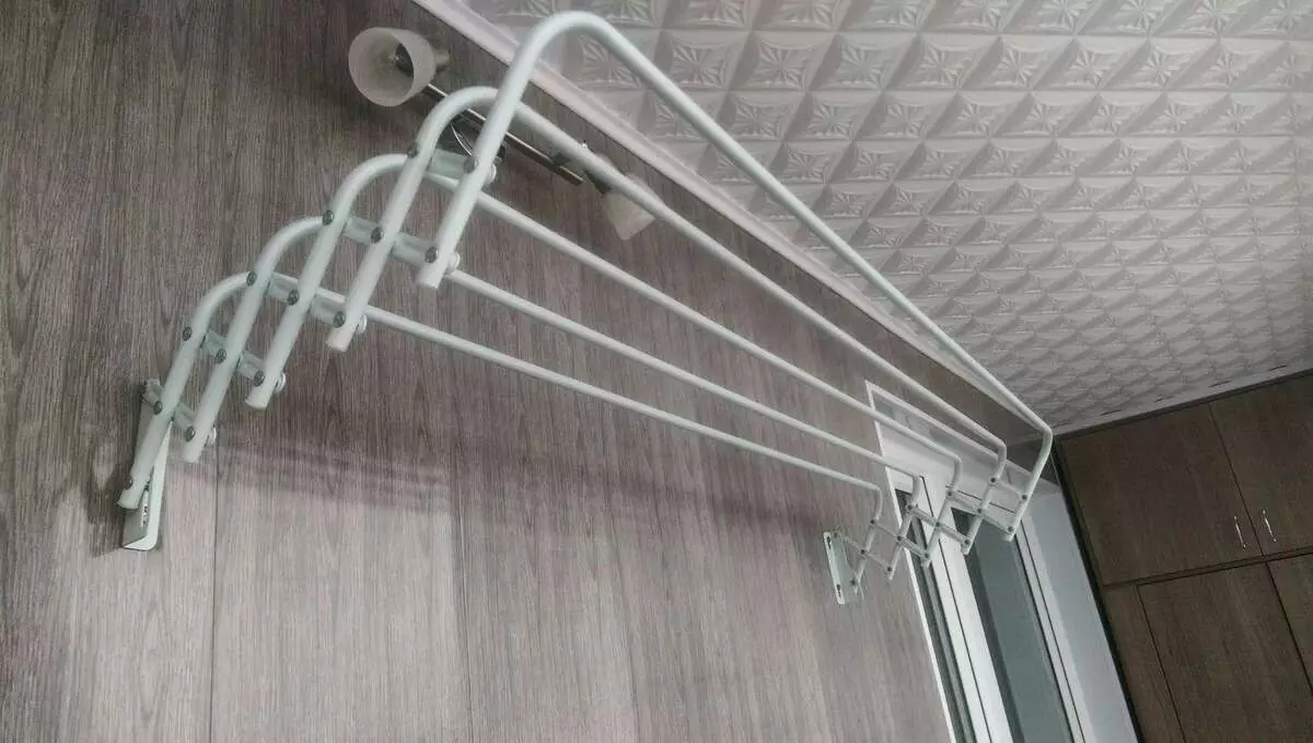 Li-dryer tsa bolcony (linepe tse 47): Joang ho kenya li-balcony hang-hang tsa ho omella? Tsamaiso e emisitsoeng ea liropo tsa liaparo le tse ling, maikutlo 10009_13