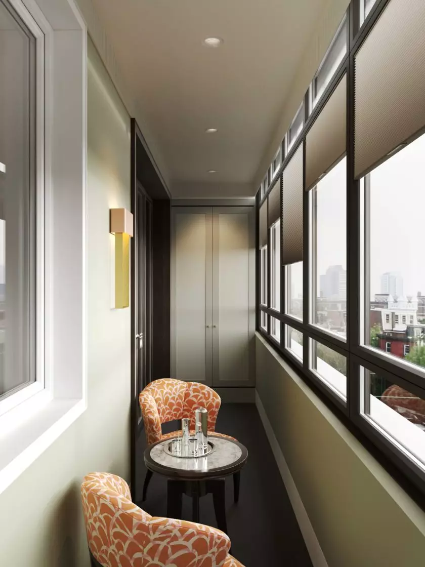 狭窄的阳台设计（46张照片）：公寓和房子里的阳台内部的想法。在里面完成长阳台的选择。如何装备它？ 10011_6