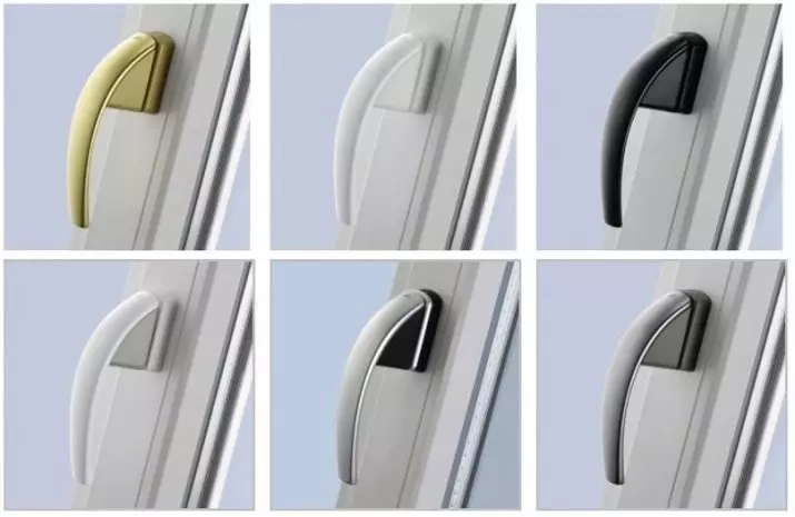 阳台手柄：双面塑料型号配有闩锁和手柄 - 壳牌，阳台和金属白色手柄的钢笔和锁。其他型号 10015_26