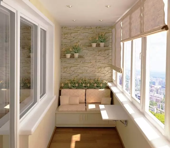 Дизайн балкона 3 квадратних метра (60 фото): варіанти інтер'єру балкона 3 кв. м в панельному і приватному будинку. Оздоблення усередині і інші нюанси оформлення панорамних і інших балконів 10016_59
