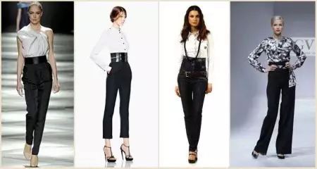 Calças com uma cintura esmagada (66 fotos): o que usar calças com cintura alta, modelos largos 1001_45