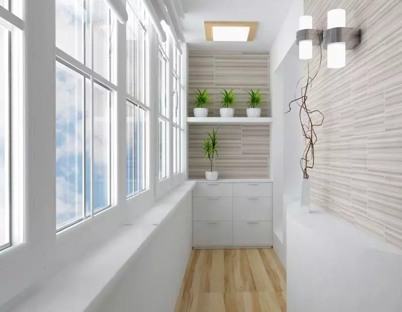 Loggia Design 6 metros (89 fotos): Ideas interesantes para acabado elegante dentro de Loggia, opcións de deseño de interiores con armarios empotrados, Loggia nativa 10035_47