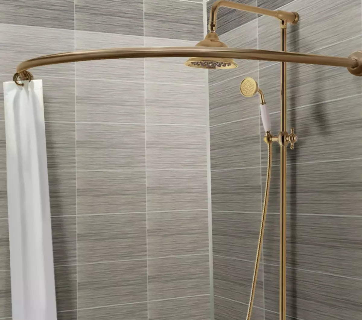 Banyo saçakları: perdeler için m-şekilli çubuklar, perdeler ve esnek tutucular için teleskopik çubuklar, oval banyo için perdeler için sabitleme seçin 10049_31