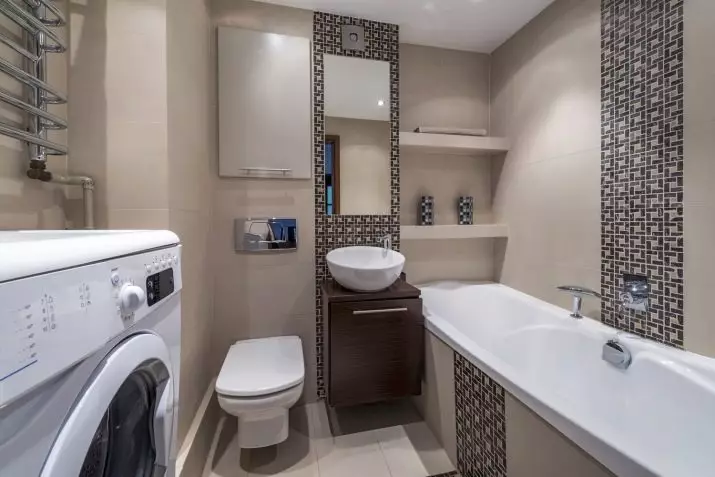 Ukuran kamar mandi: standar, ukuran minimum sareng eksistensi optimal pikeun bumi pribadi sareng apartemen pribadi 10053_25