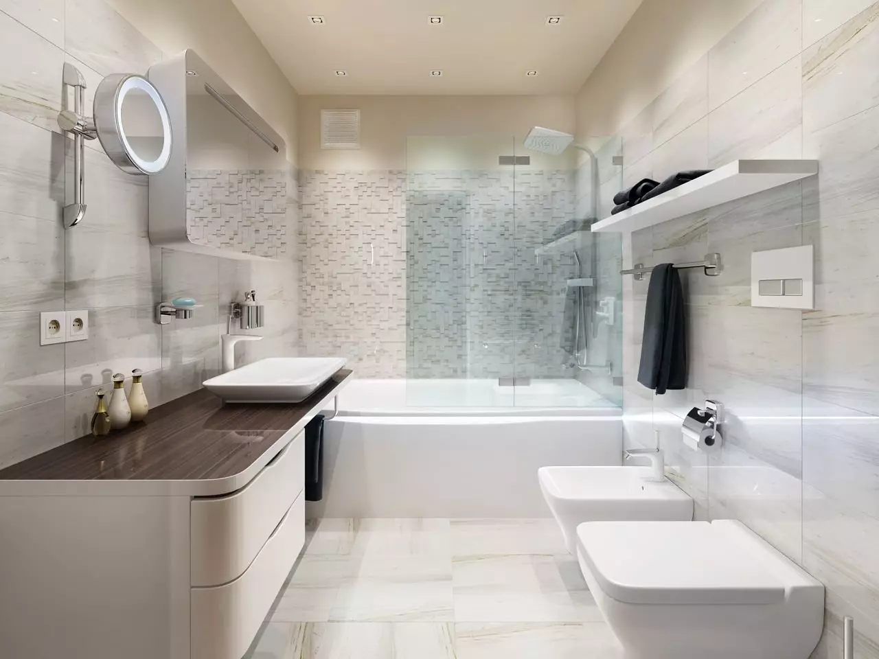 Големини на бања: стандардни, минимални и оптимални големини за приватна куќа и апартмани 10053_9