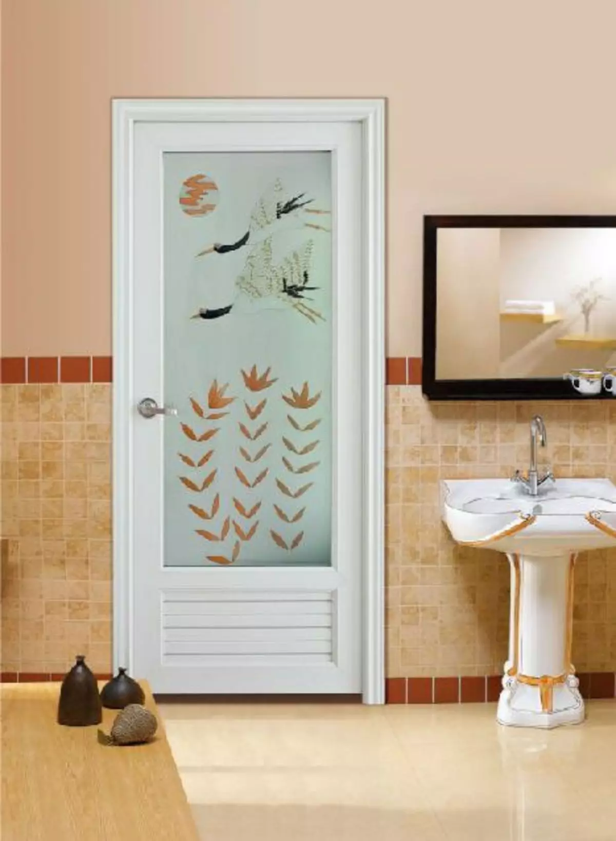 Plastic doors in the bathroom: pros and cons of PVC doors to the bathroom, selection of plastic doors 10056_34
