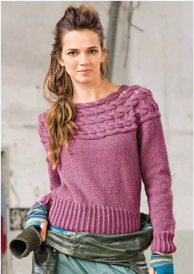 Pullover mei braids (41 foto's): Populêre patroanen en kleuren 2021 1005_11
