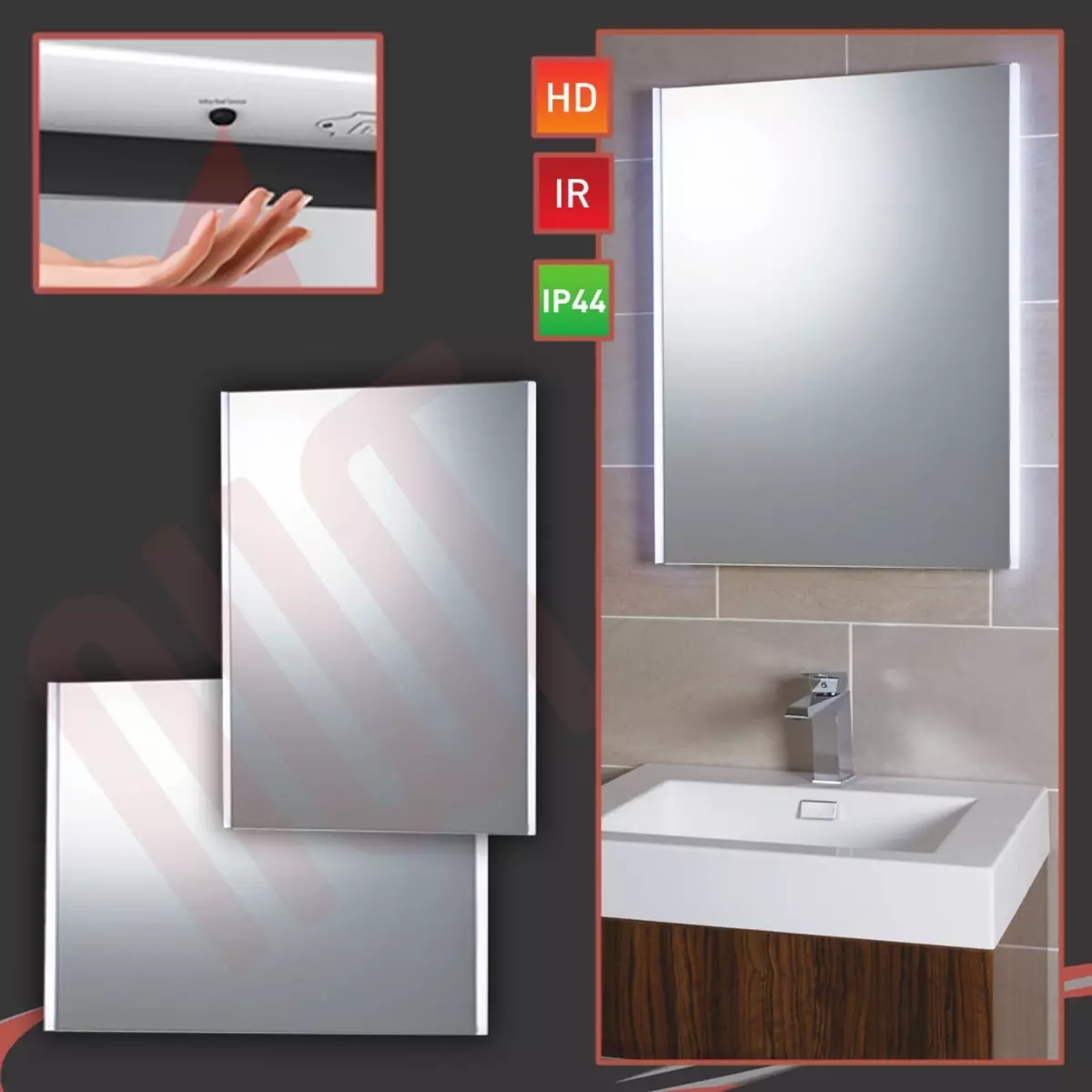 Espejo con iluminado en el baño (100 fotos): espejos con cinta LED 60, 90, 110 y 120 cm, la elección de los espejos cosméticos grandes y caros 10061_20