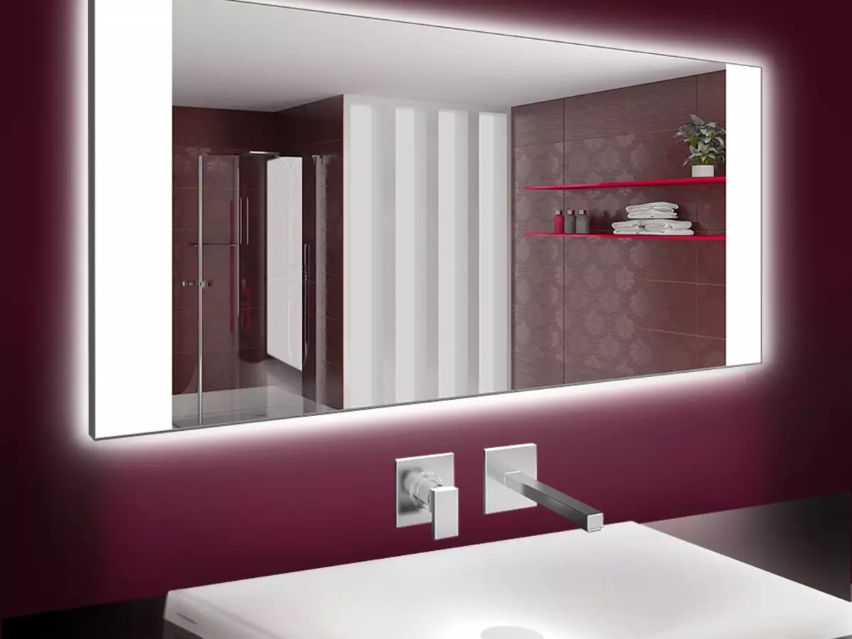 Espejo con iluminado en el baño (100 fotos): espejos con cinta LED 60, 90, 110 y 120 cm, la elección de los espejos cosméticos grandes y caros 10061_35