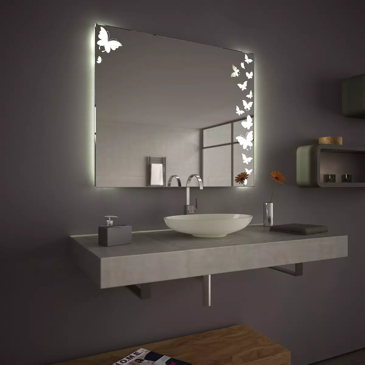 Espejo con iluminado en el baño (100 fotos): espejos con cinta LED 60, 90, 110 y 120 cm, la elección de los espejos cosméticos grandes y caros 10061_65