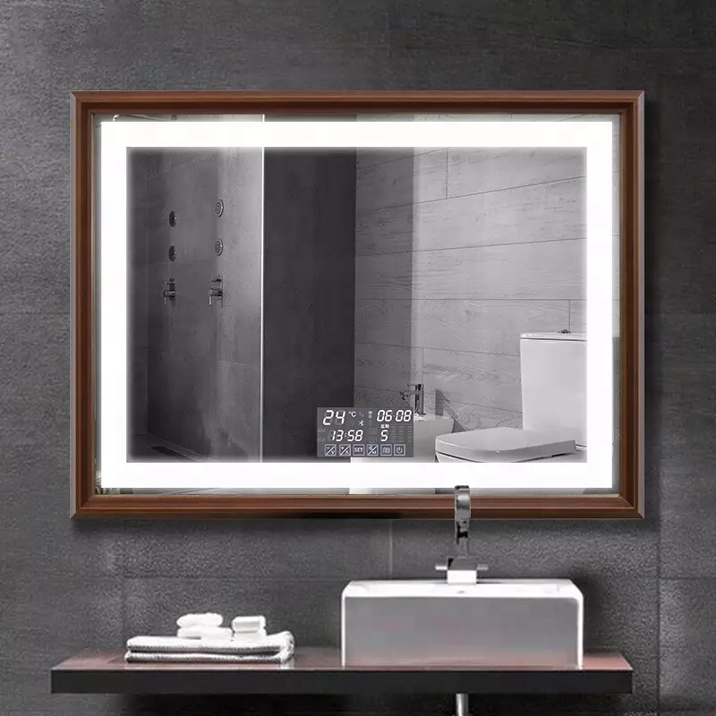 Espejo con iluminado en el baño (100 fotos): espejos con cinta LED 60, 90, 110 y 120 cm, la elección de los espejos cosméticos grandes y caros 10061_70