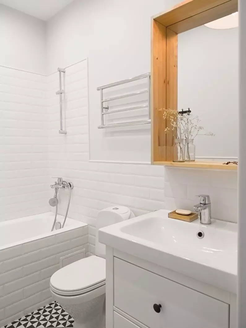Design del bagno combinato con 3a struttura quadrata. M (76 foto): bagno interno bagno con lavatrice, posa una piccola stanza 10068_27