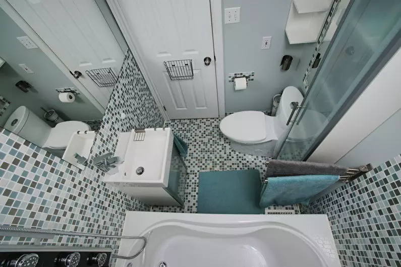 Design del bagno combinato con 3a struttura quadrata. M (76 foto): bagno interno bagno con lavatrice, posa una piccola stanza 10068_39