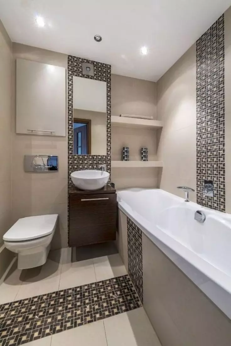 עיצוב אמבטיה בשילוב עם שירותים מרובע 3. M (76 תמונות): עיצוב פנים חדר אמבטיה עם מכונת כביסה, הנחת חדר קטן 10068_5