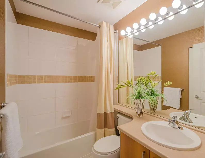 Desain kamar mandi dikombinasikan dengan toilet persegi ke-3. M (76 foto): Kamar mandi desain interior dengan mesin cuci, meletakkan ruangan kecil 10068_51
