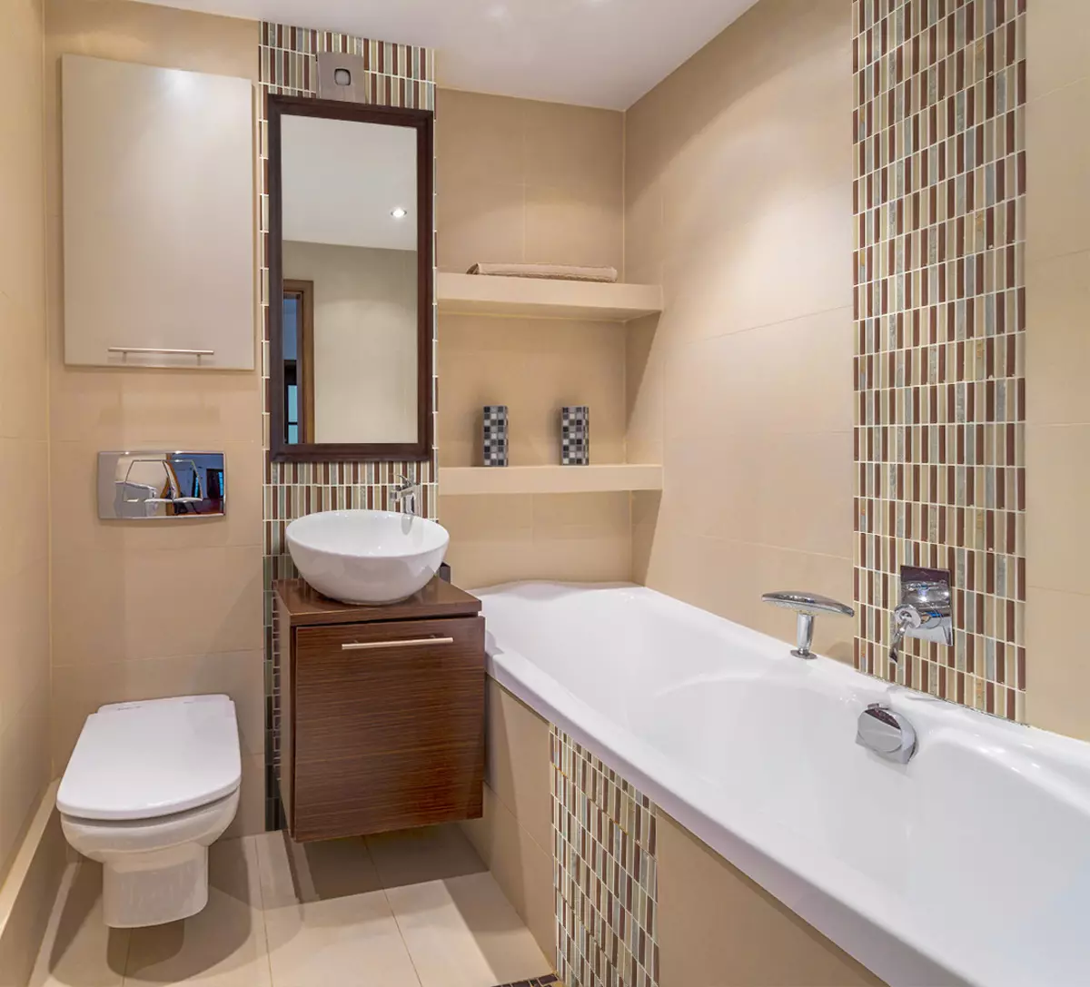 Дизајн на бања во комбинација со 3-та плоштад тоалет. M (76 фотографии): внатрешен дизајн бања со машина за перење, поставување на мала соба 10068_64