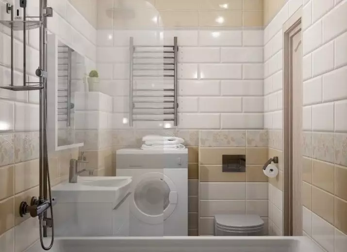 Design del bagno combinato con 3a struttura quadrata. M (76 foto): bagno interno bagno con lavatrice, posa una piccola stanza 10068_69
