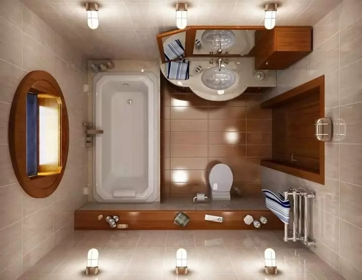 Дизајн на бања во комбинација со 3-та плоштад тоалет. M (76 фотографии): внатрешен дизајн бања со машина за перење, поставување на мала соба 10068_70