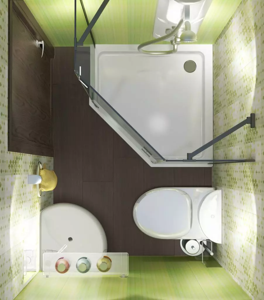 Design del bagno combinato con 3a struttura quadrata. M (76 foto): bagno interno bagno con lavatrice, posa una piccola stanza 10068_8