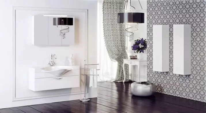 Ντουλάπια χωρίς καθρέφτη για μπάνια: Επιλέξτε τοποθετημένο λευκό και άλλα έγχρωμα ντουλάπια, συνδυασμός ενός ντουλαπιού τοίχου με ένα κοινό εσωτερικό μπάνιο 10071_14