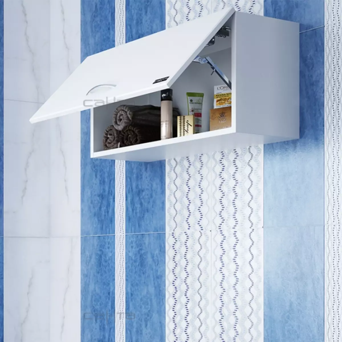 Ντουλάπια χωρίς καθρέφτη για μπάνια: Επιλέξτε τοποθετημένο λευκό και άλλα έγχρωμα ντουλάπια, συνδυασμός ενός ντουλαπιού τοίχου με ένα κοινό εσωτερικό μπάνιο 10071_16