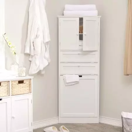 Ντουλάπια χωρίς καθρέφτη για μπάνια: Επιλέξτε τοποθετημένο λευκό και άλλα έγχρωμα ντουλάπια, συνδυασμός ενός ντουλαπιού τοίχου με ένα κοινό εσωτερικό μπάνιο 10071_22