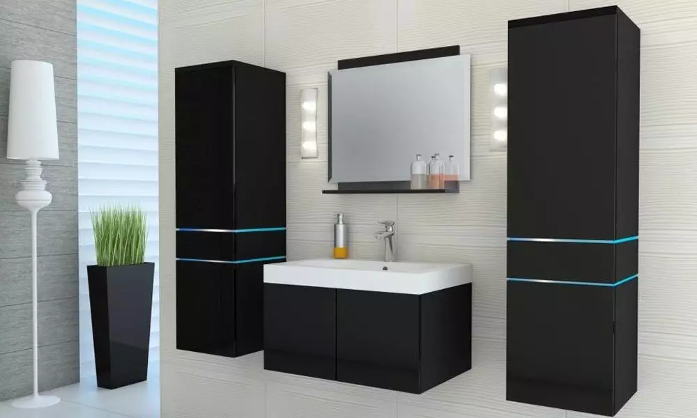 Кабинети без огледало за бањи: Изберете монтирани бели и други бои шкафчиња, комбинација на ѕид кабинет со заеднички внатрешни работи 10071_7