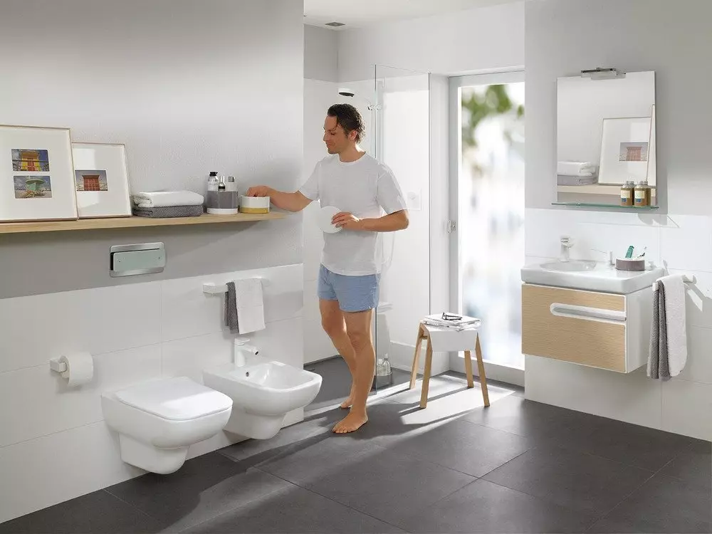 Schränke ohne Spiegel für Badezimmer: Wählen Sie montierte weiße und andere Farbschleche, Kombination aus einem Wandschrank mit einem gemeinsamen Badezimmerinnenraum 10071_8