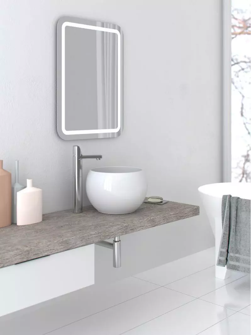 Miroir chauffé dans la salle de bain: Comment choisir un miroir avec illumination, horloge et anti-plaine dans la salle de bain? Caractéristiques des miroirs de chauffage 10072_3