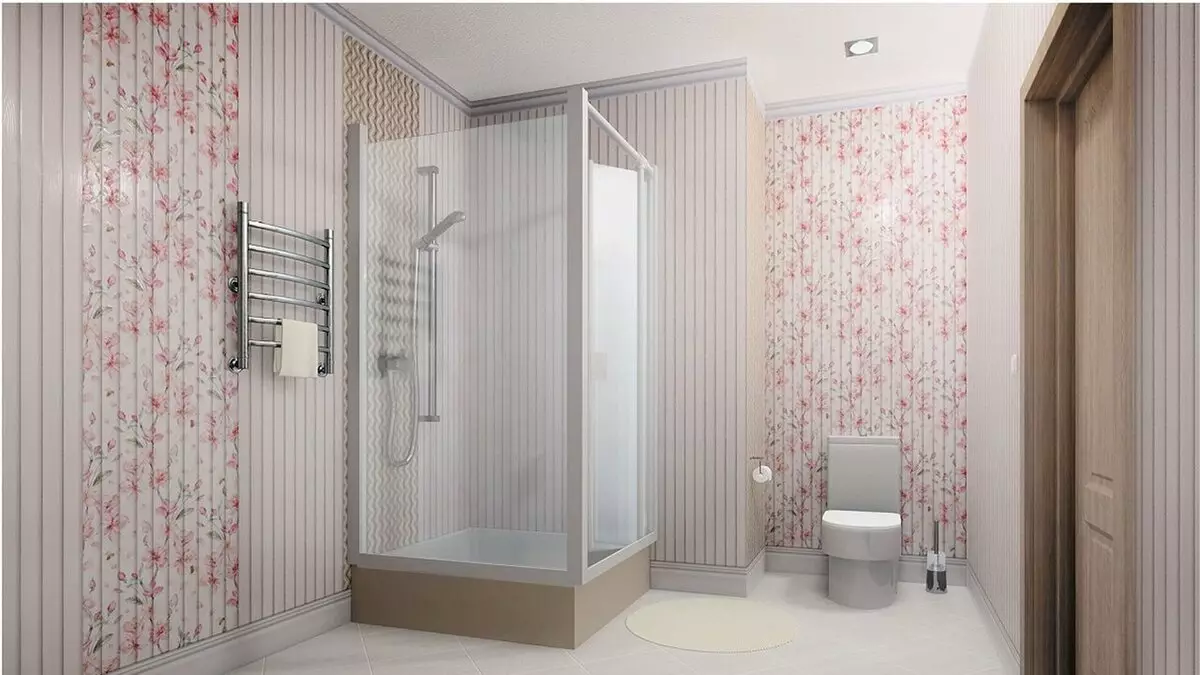 Paneles de baño (90 fotos): Acabado con paneis acrílicos resistentes á humidade, deslizante aquapanel con debuxo, comentarios 10075_26