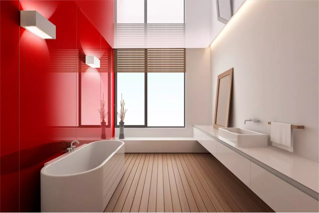 Paneles de baño (90 fotos): Acabado con paneis acrílicos resistentes á humidade, deslizante aquapanel con debuxo, comentarios 10075_32