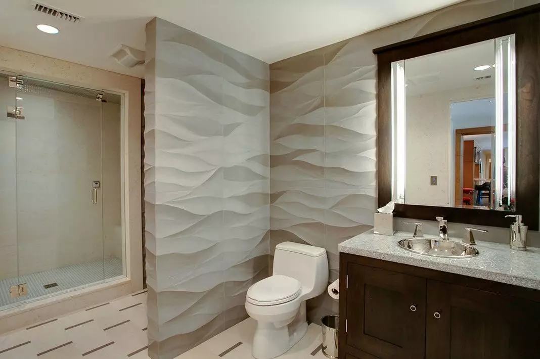 Tấm phòng tắm (90 ảnh): Hoàn thiện với các tấm acrylic chịu độ ẩm, trượt Aquapanel với bản vẽ, đánh giá 10075_41