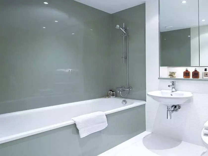 Paneles de baño (90 fotos): Acabado con paneis acrílicos resistentes á humidade, deslizante aquapanel con debuxo, comentarios 10075_47