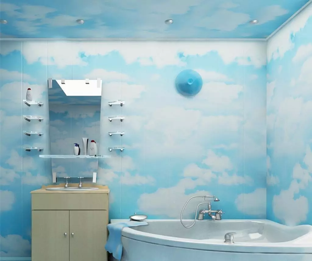 バスルームパネル（90枚の写真）：耐湿性アクリルパネルで仕上げ、描画付滑り止め、レビュー 10075_49