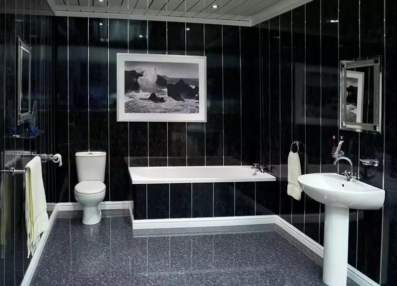 Tấm phòng tắm (90 ảnh): Hoàn thiện với các tấm acrylic chịu độ ẩm, trượt Aquapanel với bản vẽ, đánh giá 10075_50