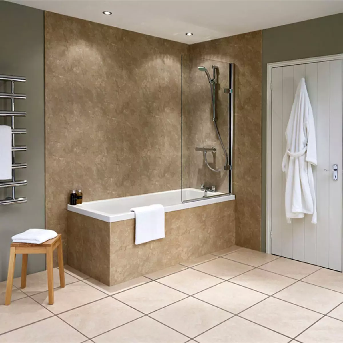 Tấm phòng tắm (90 ảnh): Hoàn thiện với các tấm acrylic chịu độ ẩm, trượt Aquapanel với bản vẽ, đánh giá 10075_58