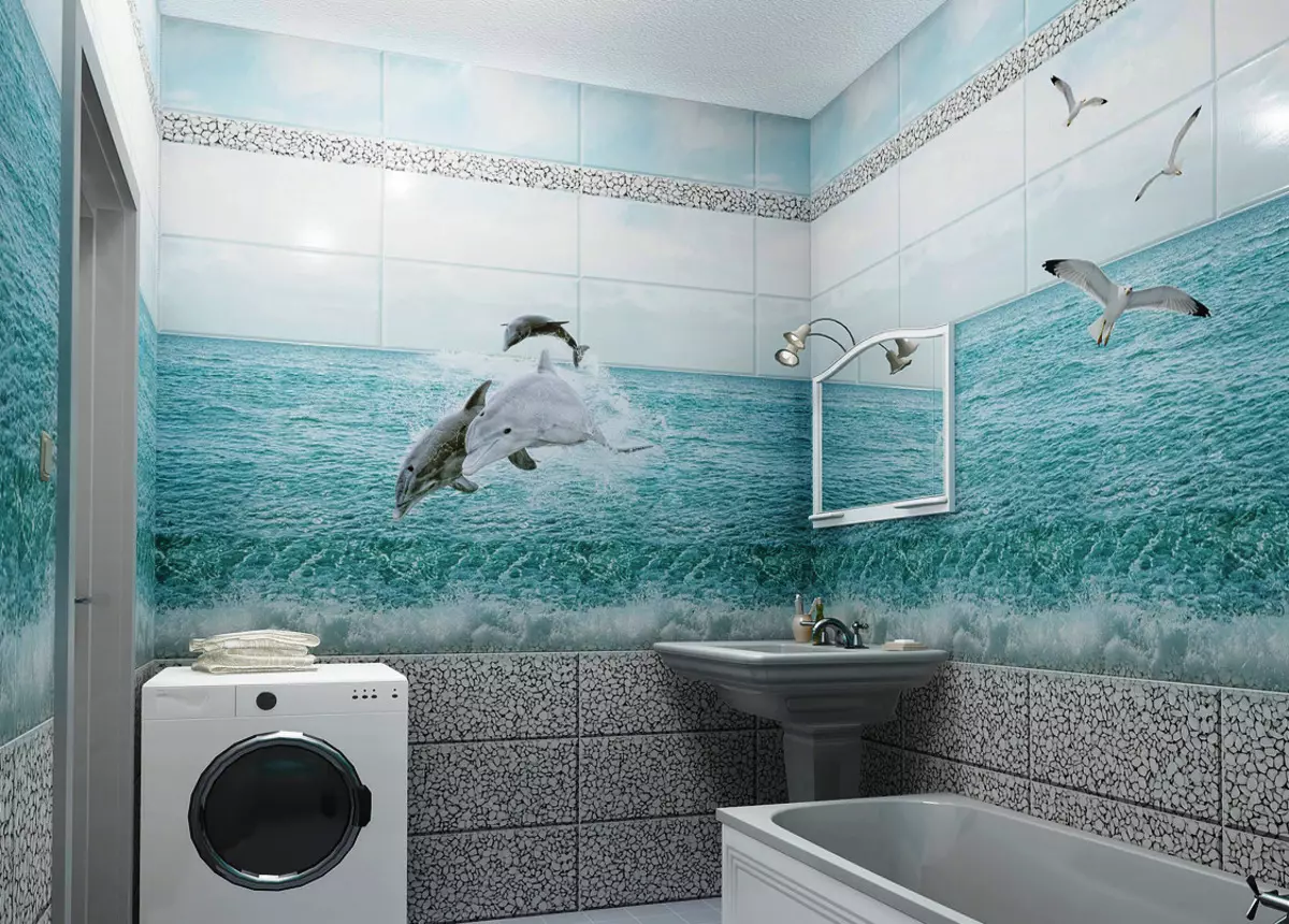 Panneaux pour la tuile de la salle de bain (69 photos): Sélectionnez des plaques en plastique pour les murs. Panneaux de sol du sol de PVC 10080_19