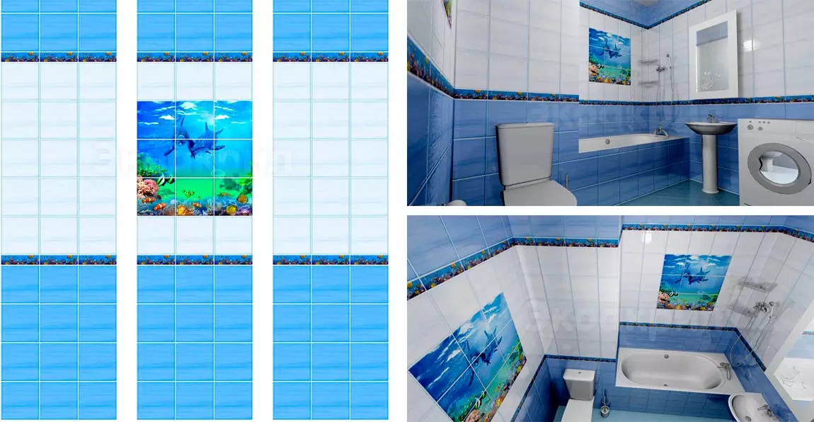 Panells per a la rajola del bany (69 fotos): seleccioneu plaques de plàstic per a parets. Panells de pis de pis de PVC 10080_45