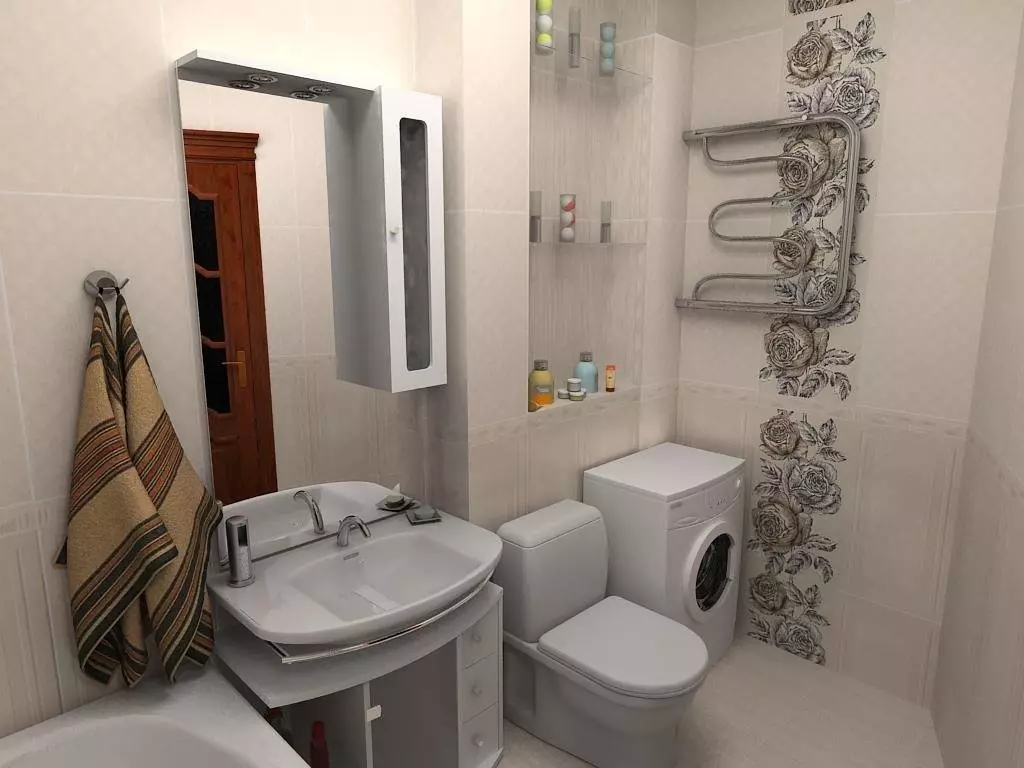 Khrushchev（75枚の写真）にある浴室を組み合わせた浴室：トイレと組み合わせた小さなお風呂のデザイン。部屋はどんなサイズですか？洗濯機が付いているバスルームのインテリアデザインのアイデア 10081_3