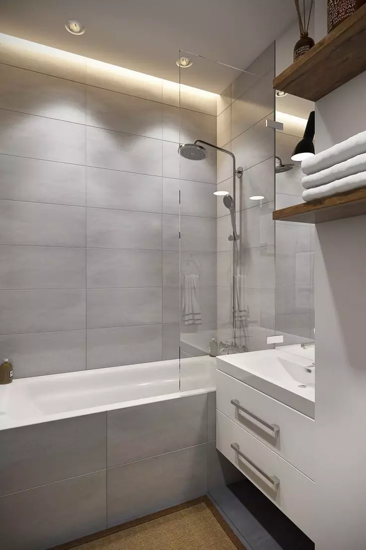 Khrushchev（75枚の写真）にある浴室を組み合わせた浴室：トイレと組み合わせた小さなお風呂のデザイン。部屋はどんなサイズですか？洗濯機が付いているバスルームのインテリアデザインのアイデア 10081_34