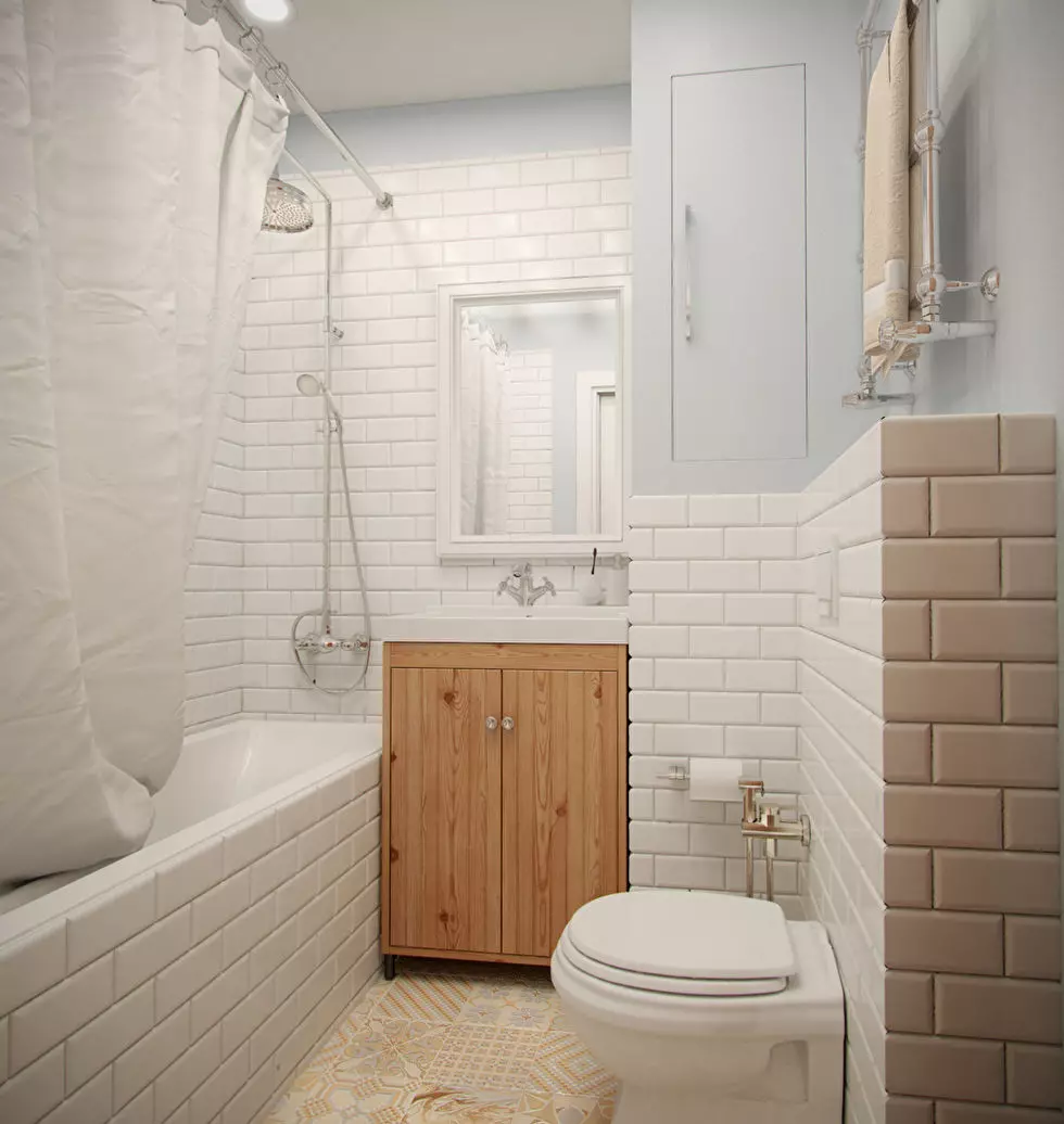 Khrushchev（75枚の写真）にある浴室を組み合わせた浴室：トイレと組み合わせた小さなお風呂のデザイン。部屋はどんなサイズですか？洗濯機が付いているバスルームのインテリアデザインのアイデア 10081_42