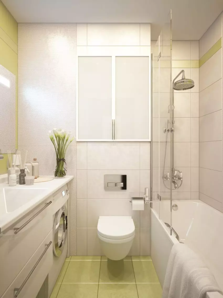 Khrushchev（75枚の写真）にある浴室を組み合わせた浴室：トイレと組み合わせた小さなお風呂のデザイン。部屋はどんなサイズですか？洗濯機が付いているバスルームのインテリアデザインのアイデア 10081_49