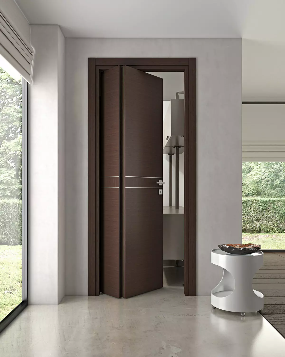 Dörrar till badrummet och toaletten (81 bilder): Vad bättre att sätta i rummet? Hur man väljer dörrarna för badrummet? Översikt över plast- och glidmodeller, bredd och andra dimensioner av dörrar 10083_75