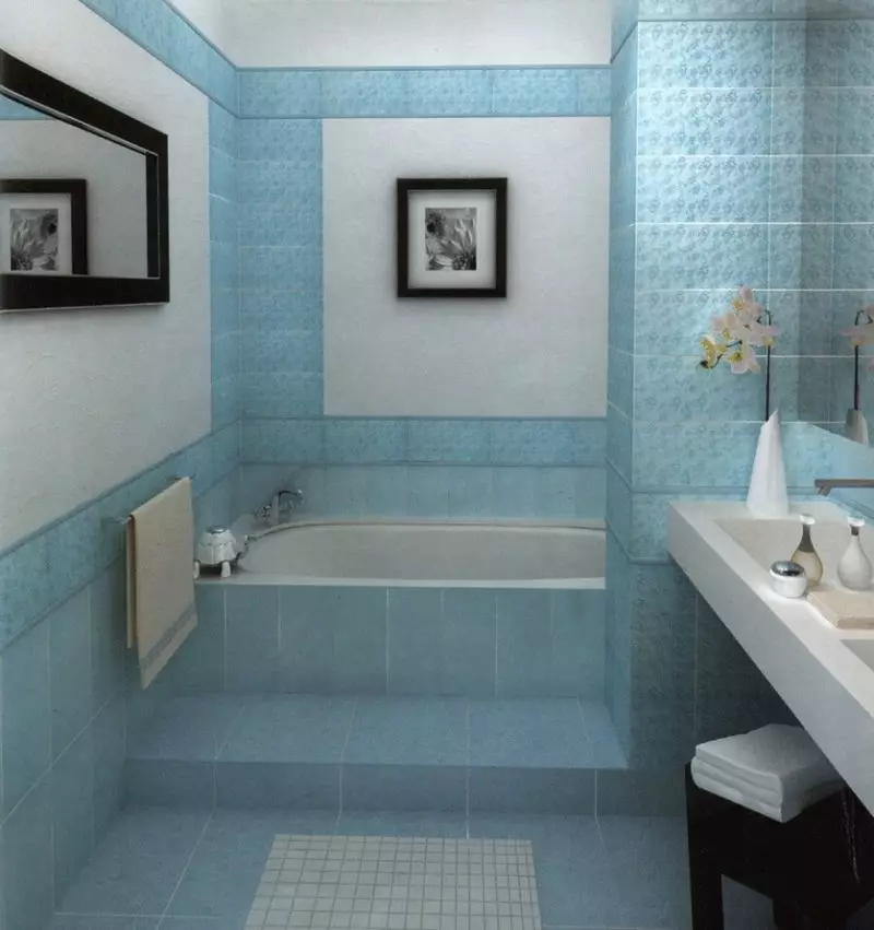 Plave pločice za kupaonicu (50 slike): Zidne keramičke pločice plave u kupatilu, Laguna prikupljanje i druge serije iz Rusije 10107_15