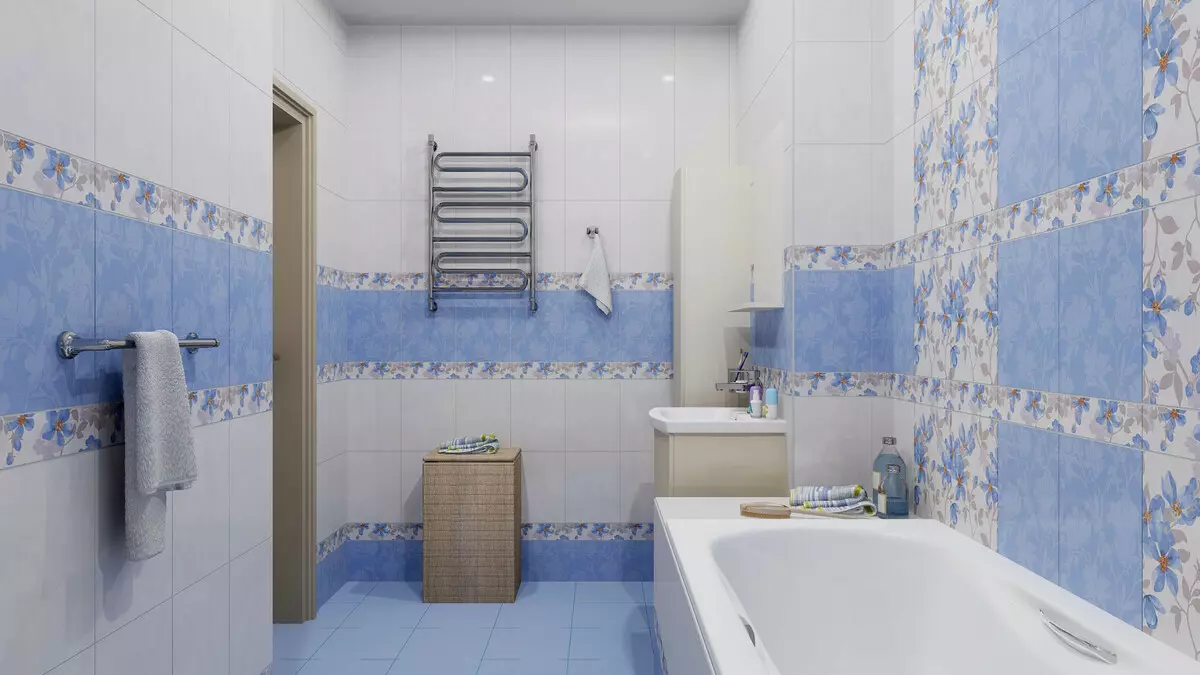 Plave pločice za kupaonicu (50 slike): Zidne keramičke pločice plave u kupatilu, Laguna prikupljanje i druge serije iz Rusije 10107_16