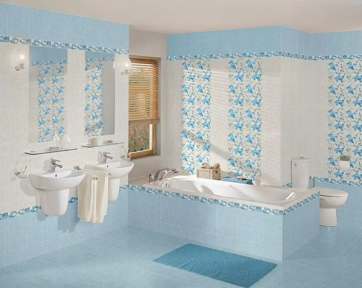 Plave pločice za kupaonicu (50 slike): Zidne keramičke pločice plave u kupatilu, Laguna prikupljanje i druge serije iz Rusije 10107_17
