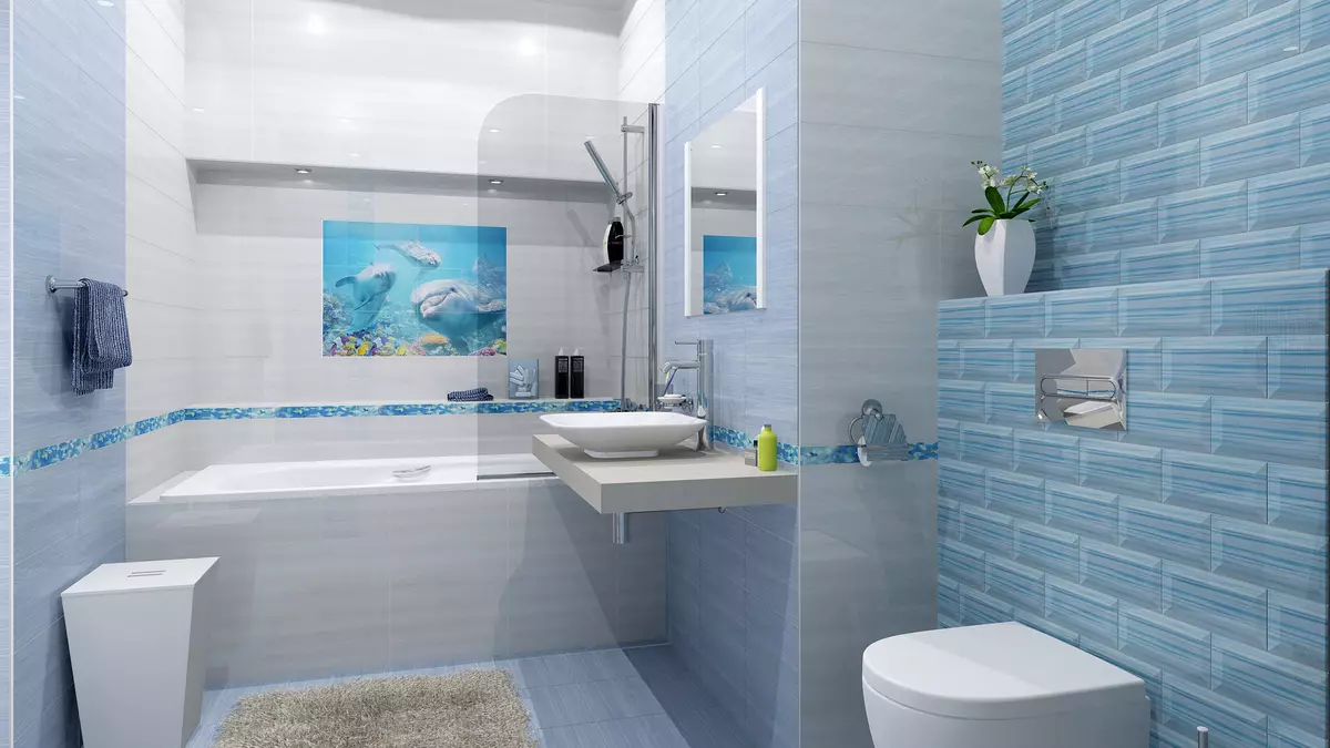 Plave pločice za kupaonicu (50 slike): Zidne keramičke pločice plave u kupatilu, Laguna prikupljanje i druge serije iz Rusije 10107_19