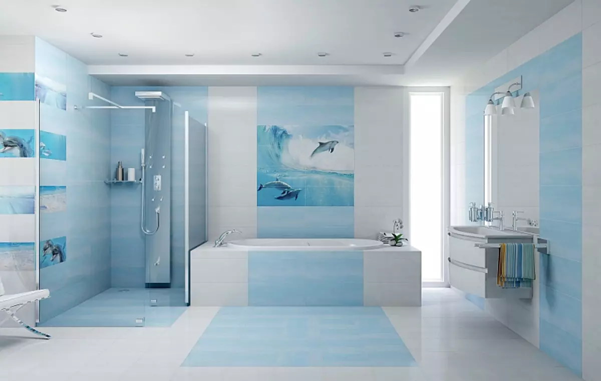 Plave pločice za kupaonicu (50 slike): Zidne keramičke pločice plave u kupatilu, Laguna prikupljanje i druge serije iz Rusije 10107_25