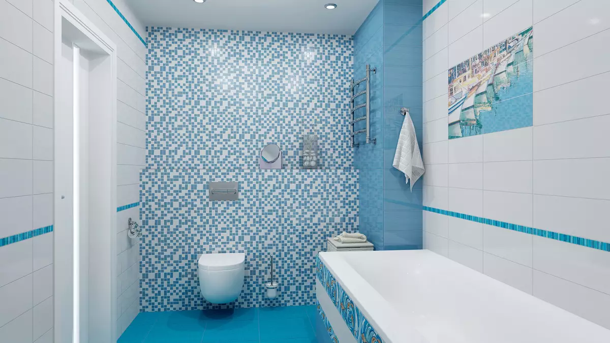 Plave pločice za kupaonicu (50 slike): Zidne keramičke pločice plave u kupatilu, Laguna prikupljanje i druge serije iz Rusije 10107_27